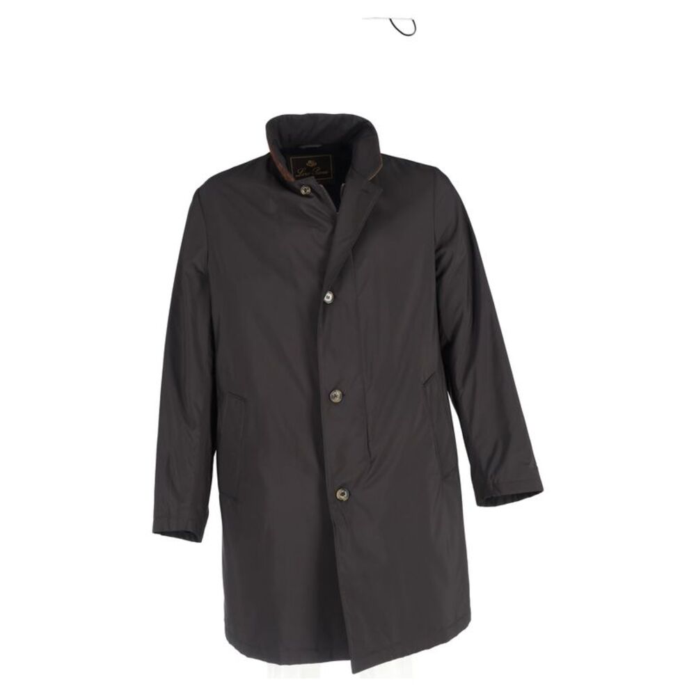 Loro Piana Cashmere Lined Suede Trimmed Coat in Black Polyester - Picture 4 of 6